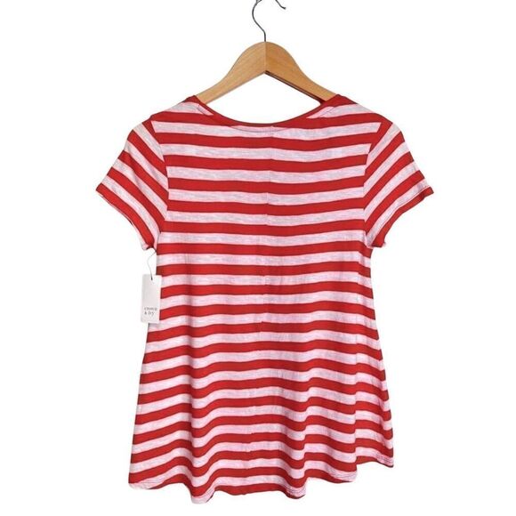 Crown & Ivy Shirt Size Extra Small Striped Short Sleeve Turtle NWT - Picture 4 of 6